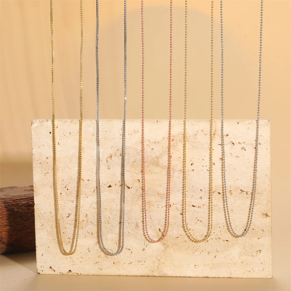 Hot-selling basic box chain retro versatile personalized pull-out adjustable bead chain necklace jewelry wholesale