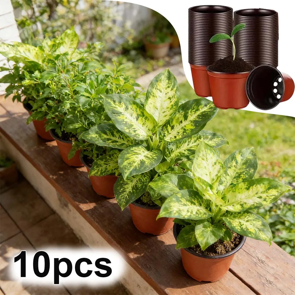 

10PCS Flexible Plastic Plant Nursery Pots Seed Starting Pots with Drainage Holes for Succulents Seedlings Cuttings Transplanting