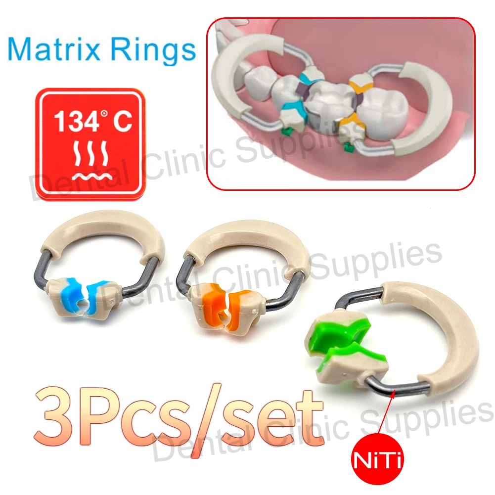 3pcs/set Dental Niti Matrix Bands Ring Garrison Style Matrix Clamp Clip Sectional Contoured Matrices Dentist Plastic Kit Tools