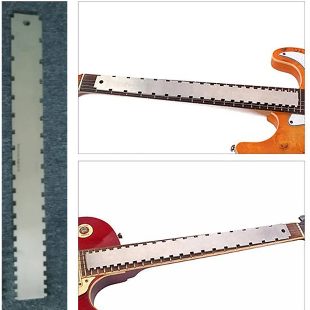 Guitar Neck Notched Straight Edge Ruler Stainless Steel Fret Leveling String Actions Gauge Ruler Fret Guitar Level Luthier Tools