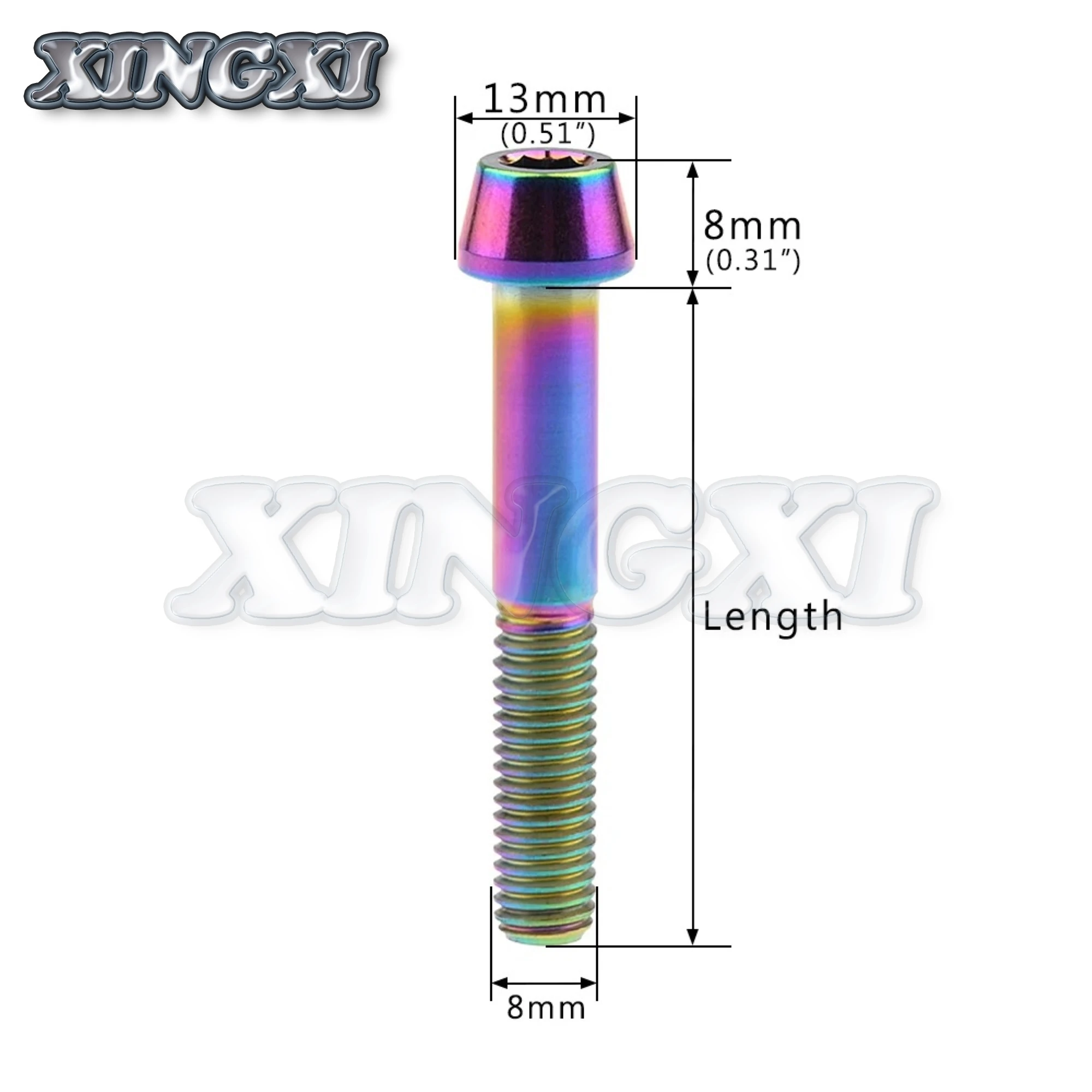 Xingxi Titanium Taper Head Bolts M8x15 20 25 30 35 40 45 50 60 70mm Allen Key Screws For Motorcycle MTB / Road Bike Accessories