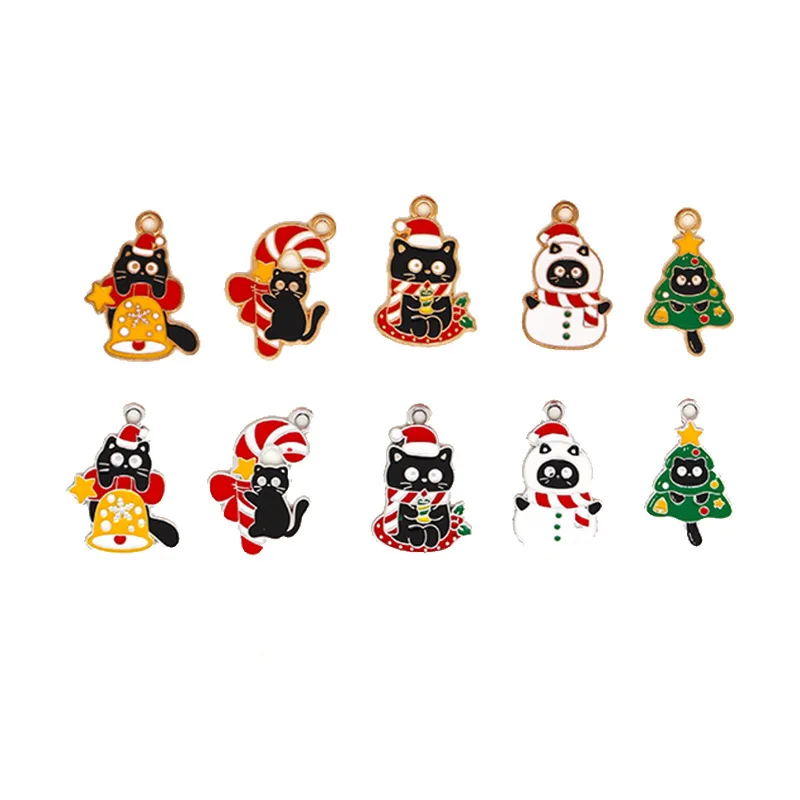 20 pcs/lot Christmas Tree Pendant Snowman Crutch Pendant Making Accessories Charms Earrings Necklace Handmade DIY Jewelry