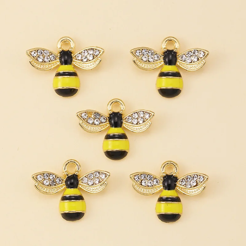 

10Pcs Enamel Zircon Bee Charms Pendants For DIY Jewelry Making Cute Honeybee Earrings Necklaces Bracelets Handmade Accessories