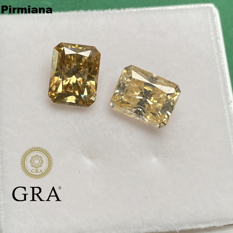 Pirmiana Real Champagne Color Moissanite Loose Stone GRA Report Pass Diamond Test