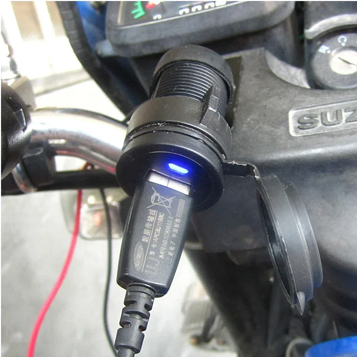 12V BWaterproof Motorcycle Handlebar Cellphone USB Quick Charger Power Adapter Power Supply Socket For Phone Mobile With Wire