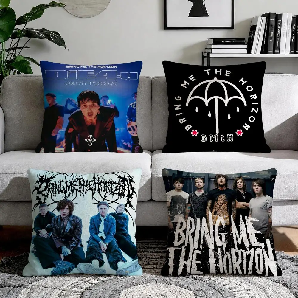 Intense B-Bring Me the H-Horizon Cushion Cover Organic Natural Linen Pillowcase with Double Sided Print for Sofa Home Decor Gift