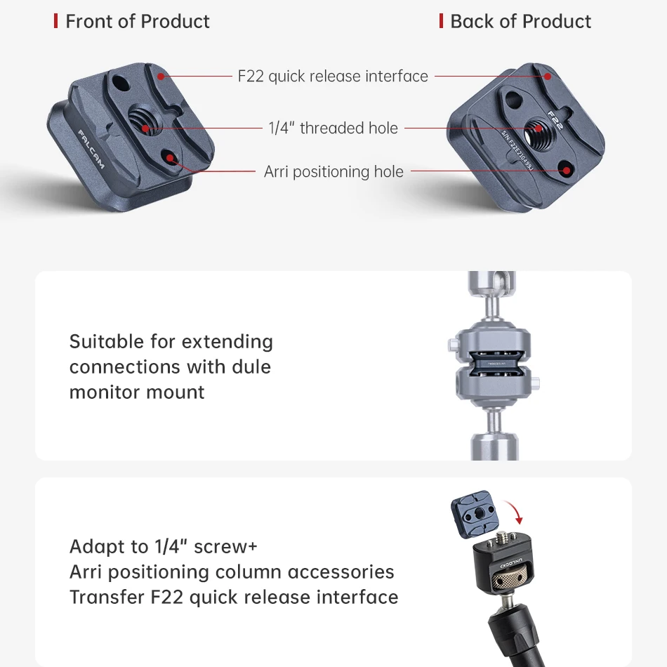 FALCAM F22 Dual Head Quick Release Plate Aluminum Alloy 1/4\