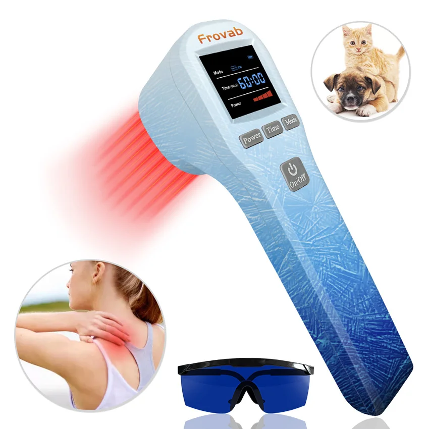 

Frovab Handheld Pain Management 650nmX16 +808nmX4 Cold Laser Therapy Red Light Device Medical Grade for Neck Back Pain Relief