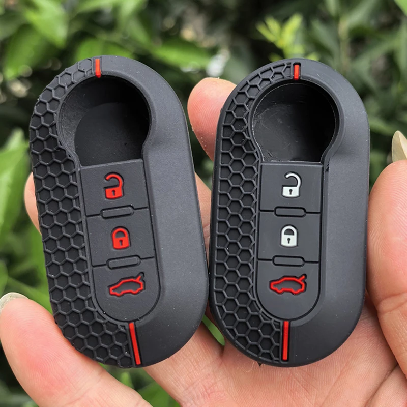 3-Tasten Silikon Autoschlüssel-Hülle für Fiat 500 Klappbarer Fernbedienungsschlüssel für Fiat Punto Panda Auto-Zubehör
