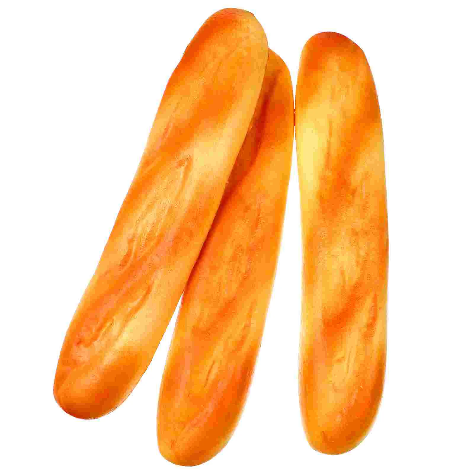 3 Pcs Artificial Long Bread Photo Props Creative Baguette Toy Set Realistic Child Models