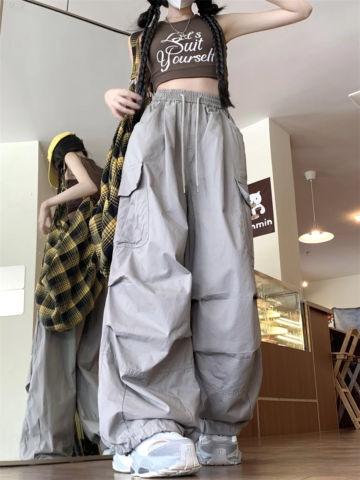 American Style Cargo Pants Unisex Street Hip Hop Loose Trendy Neutral High Street Casual Sports Long Trousers for Youth