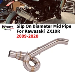 Slip On For Kawasaki ZX-10R zx10r 2009 - 2020 Motorcycle Exhaust System Escape Moto Middle Link Pipe Connect 50.8mm Muffler