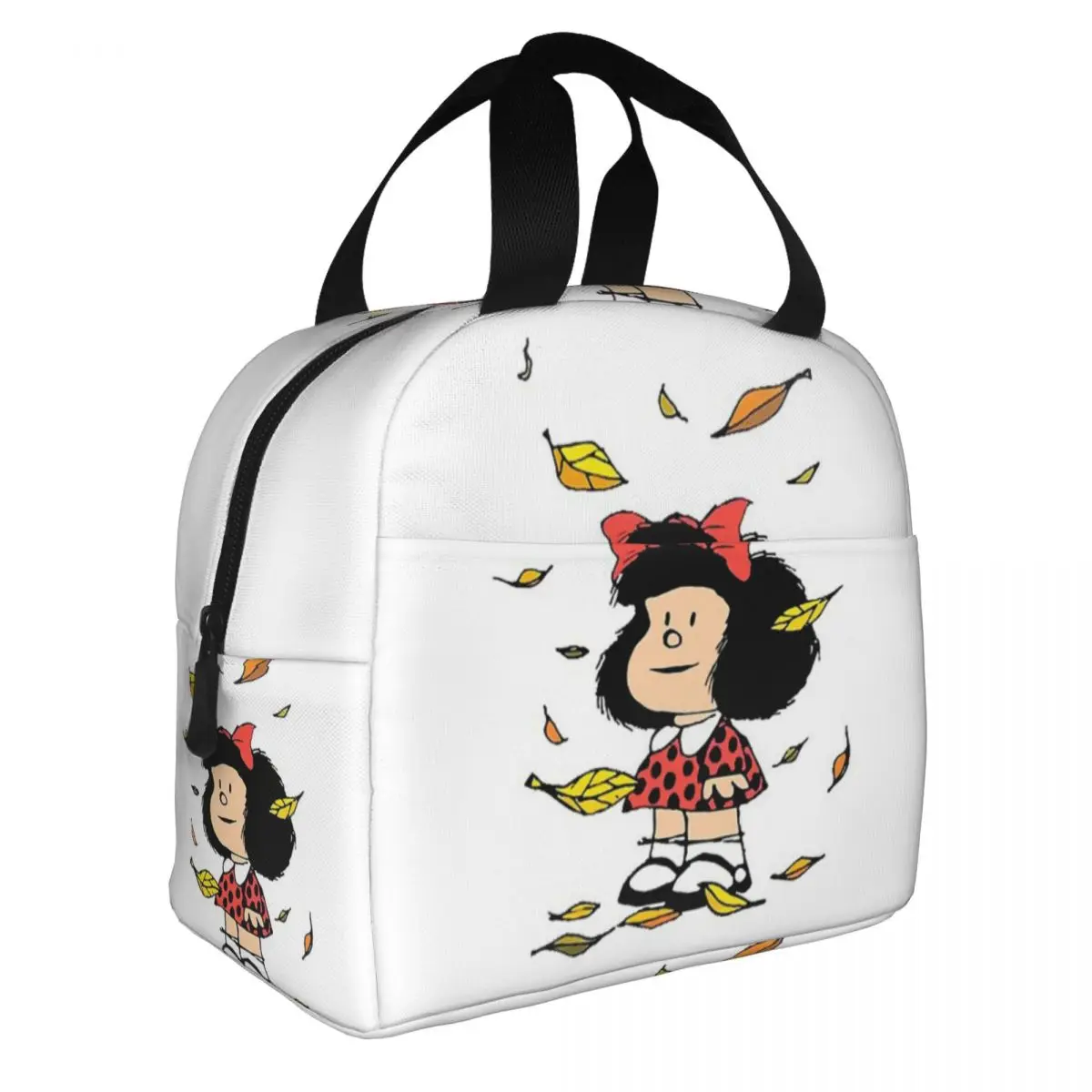 Mafalda Autumn Leaves Quino Comic Argentino Insulated Lunch Bags Large Reusable Thermal Bag Lunch Box Tote Food Storage Bags