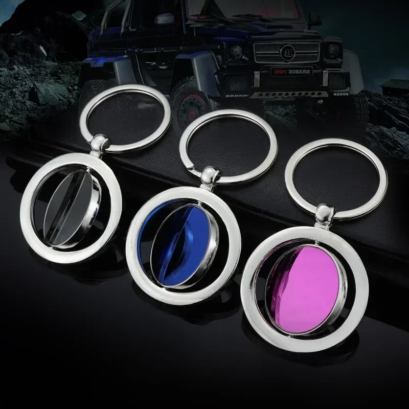 Personalize Rotating Round Heart Rectangle Metal Keychain Custom LOGO Double Sides Car Key Chain Laser Engrave Name Gift Keyring