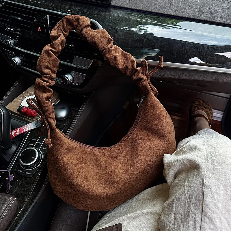 Fashionable Autumn Winter Reishi Mushroom Bag Women's Crossbody Bag with Drawstring Universal Style Single Shoulder Bag