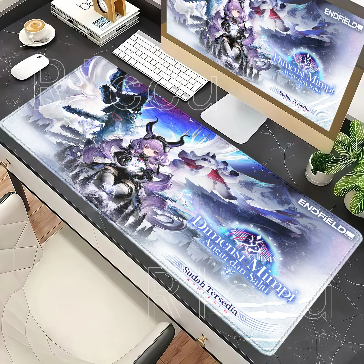 Gaming-Mauspad Yvonne Typhoeus Rossi Mi Fu Arknights Endfield PC HD-Druck Mauspad Rutschfeste Unterlage Büro Anime-Mädchen Schreibtischunterlage