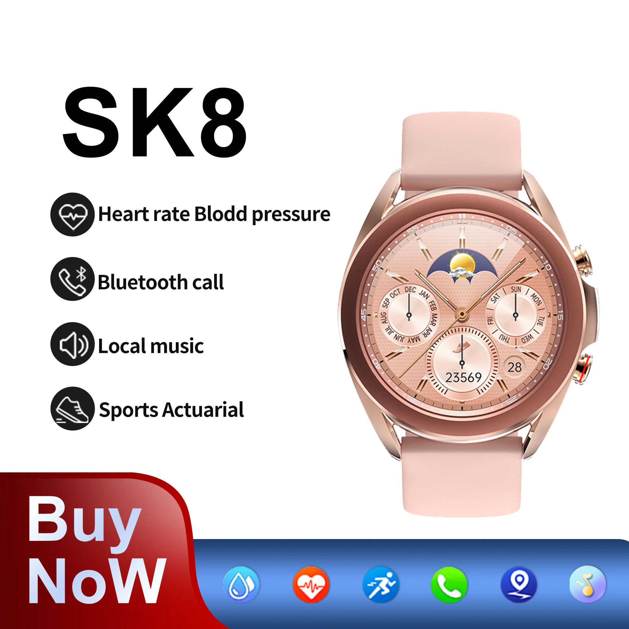 

SERVO SK8 Смарт-часы Bluetooth Talk Смарт-часы Оповещение о сообщении Монитор сердечного ритма Спортивные водонепроницаемые часы для Android IOS Мужчины Женщины