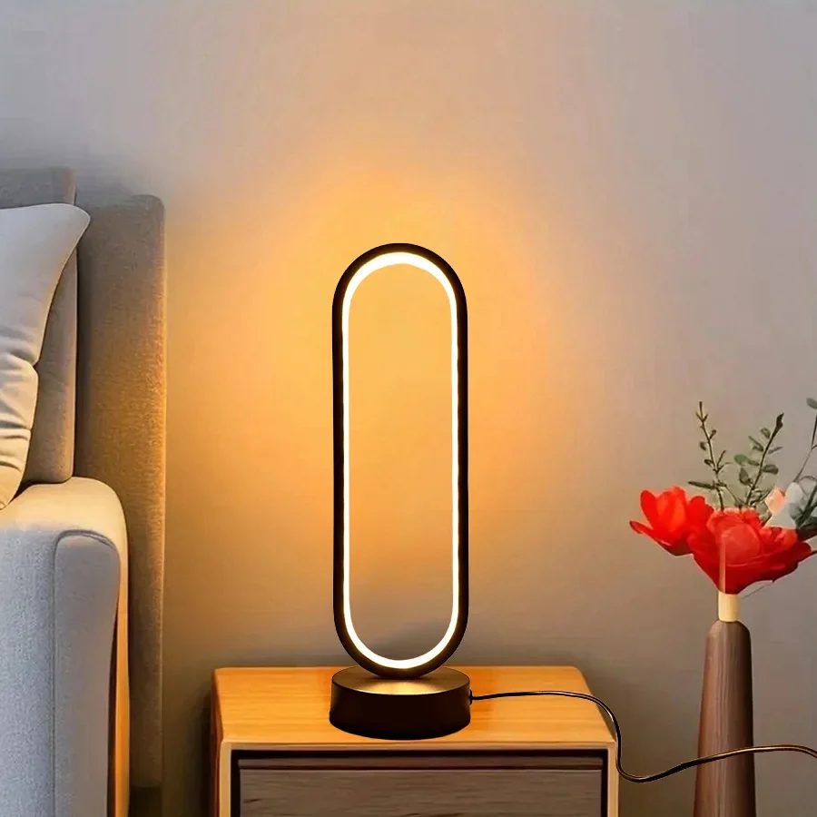 LED Ring Desk Lamp USB 3-color Dimmable USB Modern creative Night Light Reading Table Lamp Bedroom Home Room ecoration Gift