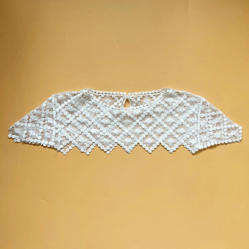 Immagine 7: Mantella Ricamata Traforata con Colletto Staccabile, Colletto Finto Decorativo per Abiti e Maglioni, Accessori di Abbigliamento Femminile