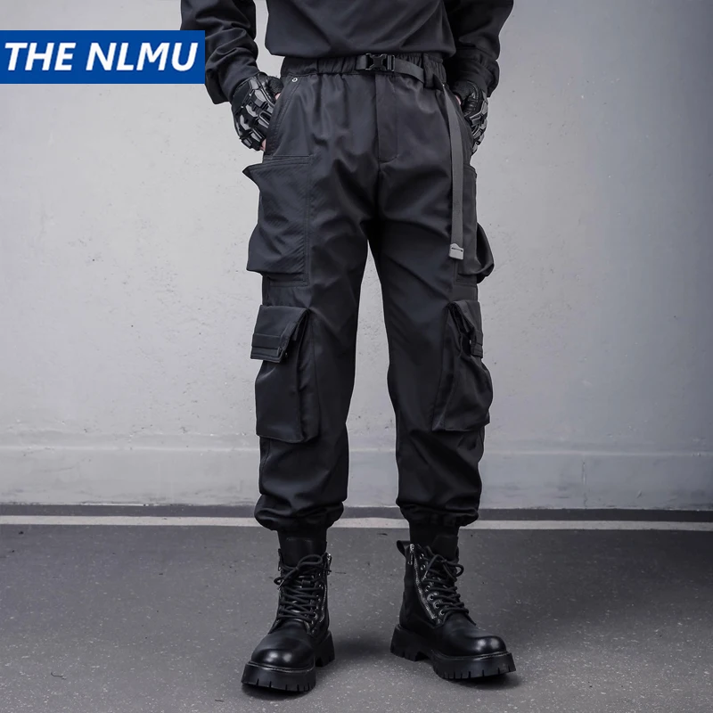 

Tactical Pants 2025 New Streetwear Joggers with Multi-Pockets Men's Black Utility Work Pants Elastic Waist Casual Trousers