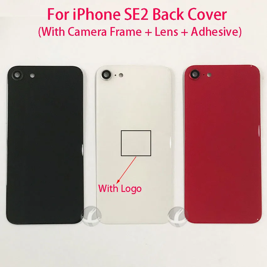 EU Version For iPhone SE2 SE 2 SE2020 Back Glass Housing + Camera Lens + Frame + Adhesive + LOGO Rear Plate Battery Cover Lid