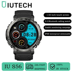 IUTECH-reloj inteligente S56 para hombre, accesorio de pulsera resistente al agua IP68 con llamadas, Bluetooth, pantalla táctil HD de 1,52 pulgadas