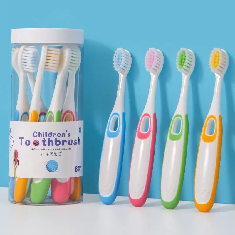 8 PCS Children's Toothbrush Soft Bristle Advanced Toothbrush Household Supplies Daily Necessities Convenient Barrel Packaging