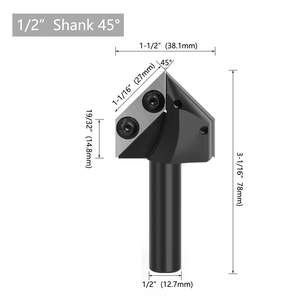 For CNC Router 120 Degree V Bit V Groove Router Bit Precision Ground Carbide Tip 2 Flutes 2T Replaceable Insert