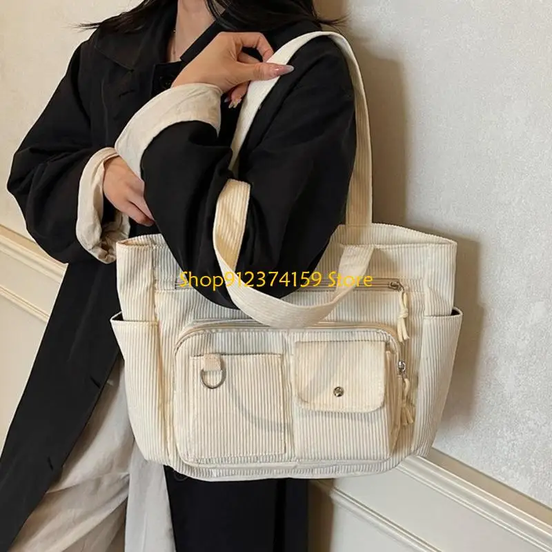 

G5AE Модная женская вельветовая сумка для подмышек, просторный дизайн с несколькими отделениями