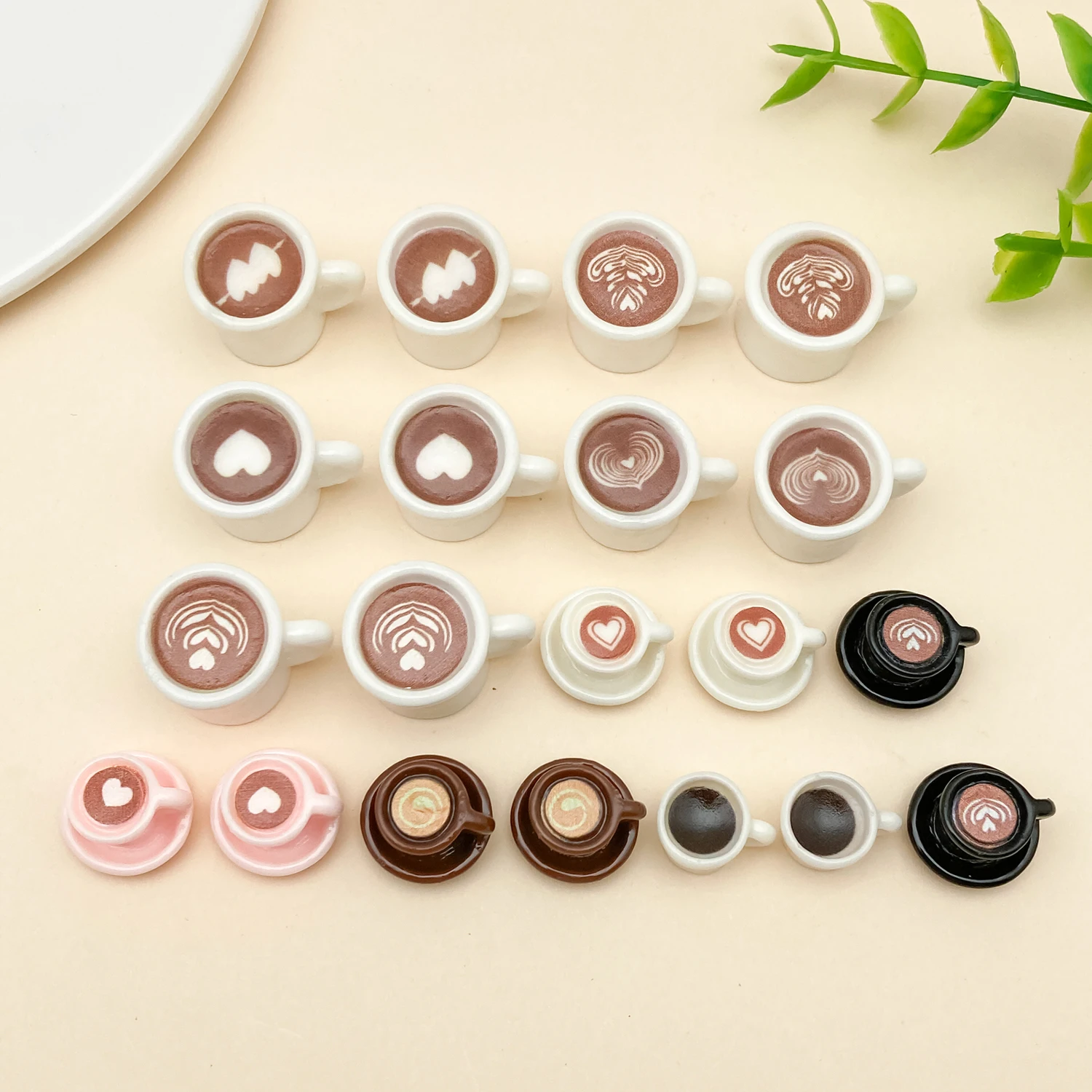 10/20 unids/lote lindo Latte Art taza de café encantos 3D resina bebida taza colgantes para pendiente collar llavero DIY fabricación de joyas