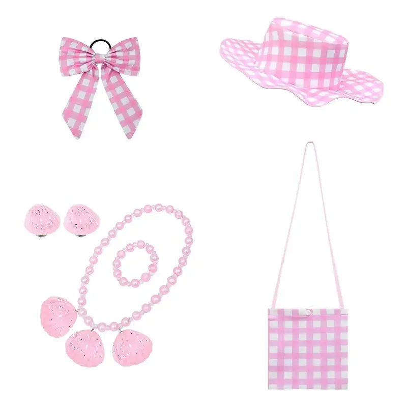 Vestido tutus de balé barbi xadrez rosa para meninas, aniversário, ano novo, trajes de princesa, crianças, natal, dia das bruxas, roupa com laço @ 0z *