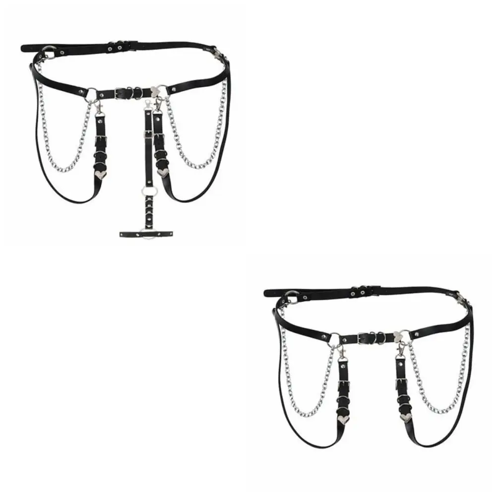 Falda de Metal Harajuku, cinturón Punk Hip Hop, cadena de cintura, correa para el hombro, corazón JK, lazo para pierna para niñas