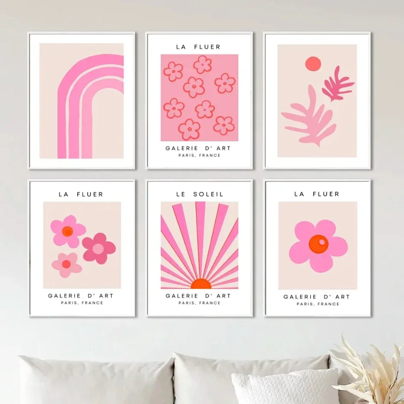 مجردة الرجعية جماليات جدار الفن الوردي البرتقالي ماتيس معرض HD النفط على قماش الملصقات والمطبوعات ديكور غرفة نوم المنزل الهدايا #1