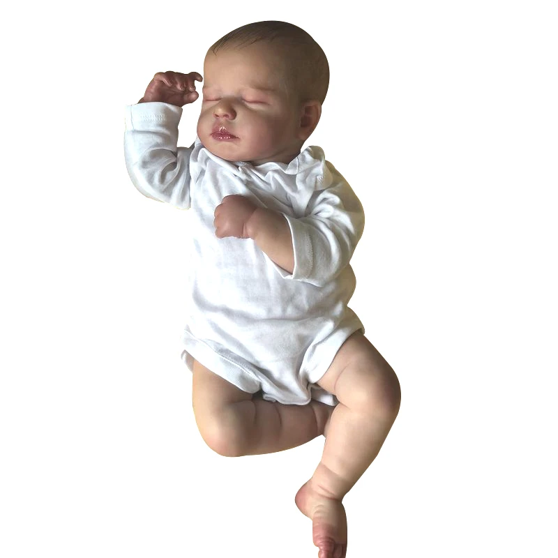 

19inch Bebe Reborn Doll Loulou Asleep Handmade Real Looking Baby Dolls muñeca reborn bebe already painted 3D Skin Visible Veins