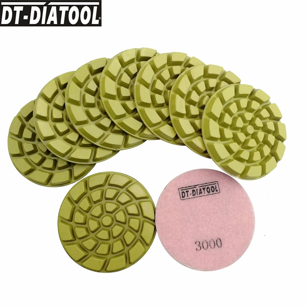 DIATOOL  Dia4inch 100mm 9pcs Polishing Pads Concrete Diamond Resin Bond Sanding Discs Floor Renew Pads polish wheel For Concrete