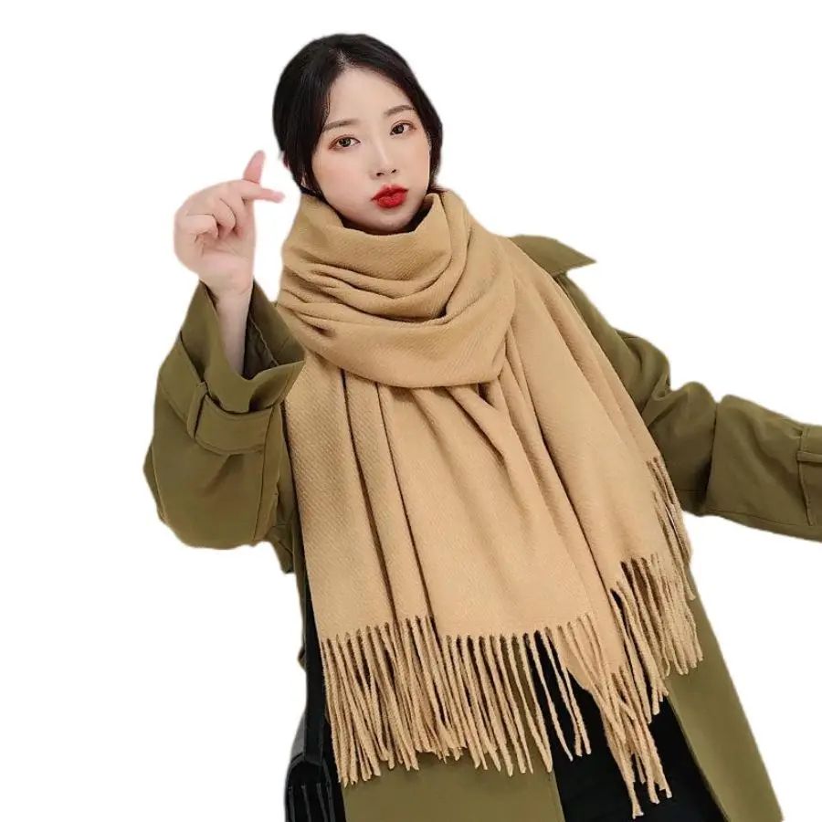 Women Winter Soft Warm Cashmere Scarf Luxury Brand Wool Scarves Khaki Pashmina Shawls Black Men\'s Poncho Cashmere Scarfs