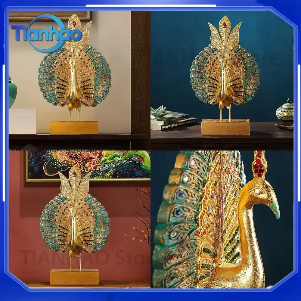 Peacock Ornament Wood Carving Porch Decoration for Creative Home Decoration Southeast Asia Soft Decoration Crafts