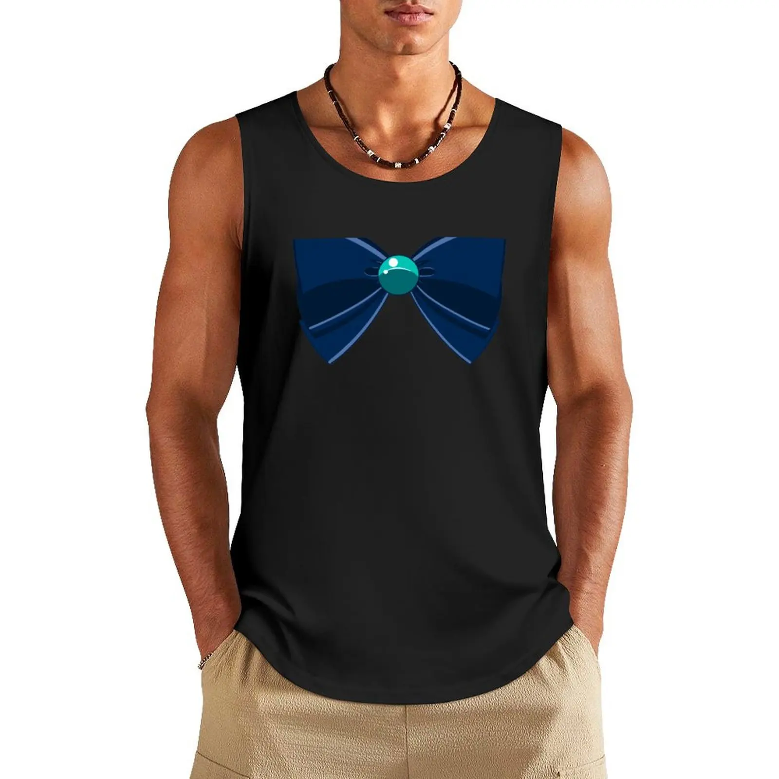 

Sailor Neptune - Blue bow Tank Top sleeveless gym shirts male vests for men Vest male t-shirts for men