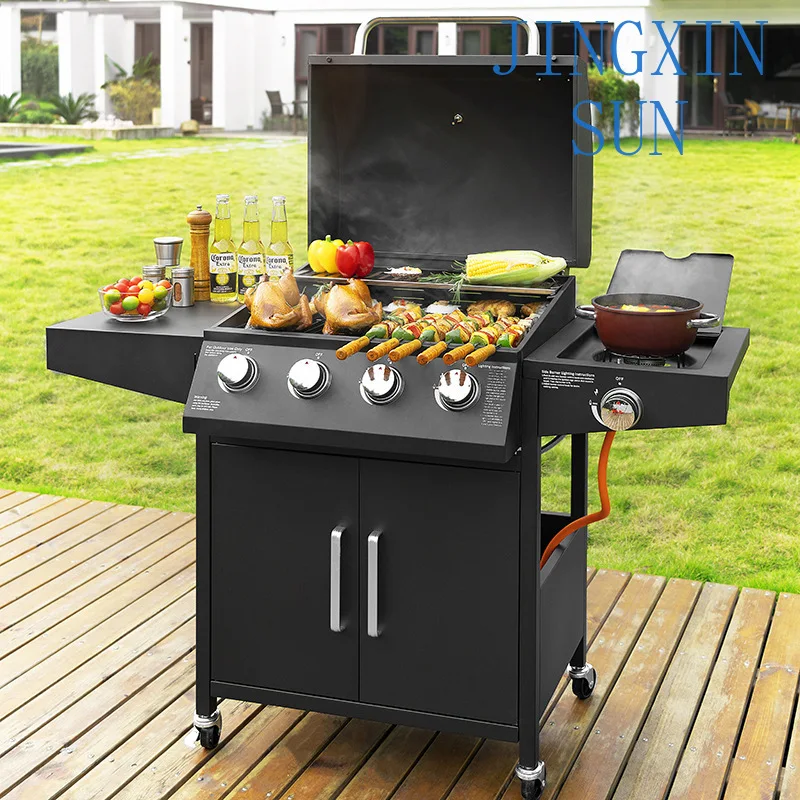 Hot Sale Portable Outdoor BBQ Grill for Camping Cooking with Foldable Legs Lid Thermometer Smokeless Design Stainless Steel