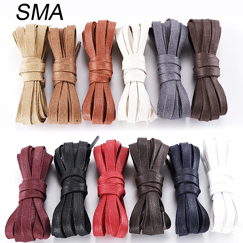 1 Pair 0.8 CM Waxed Cotton Width Flat Waterproof Shoe Laces Unisex Shoelaces Boots Casual Sneakers Shoelace Leather Shoe Lace
