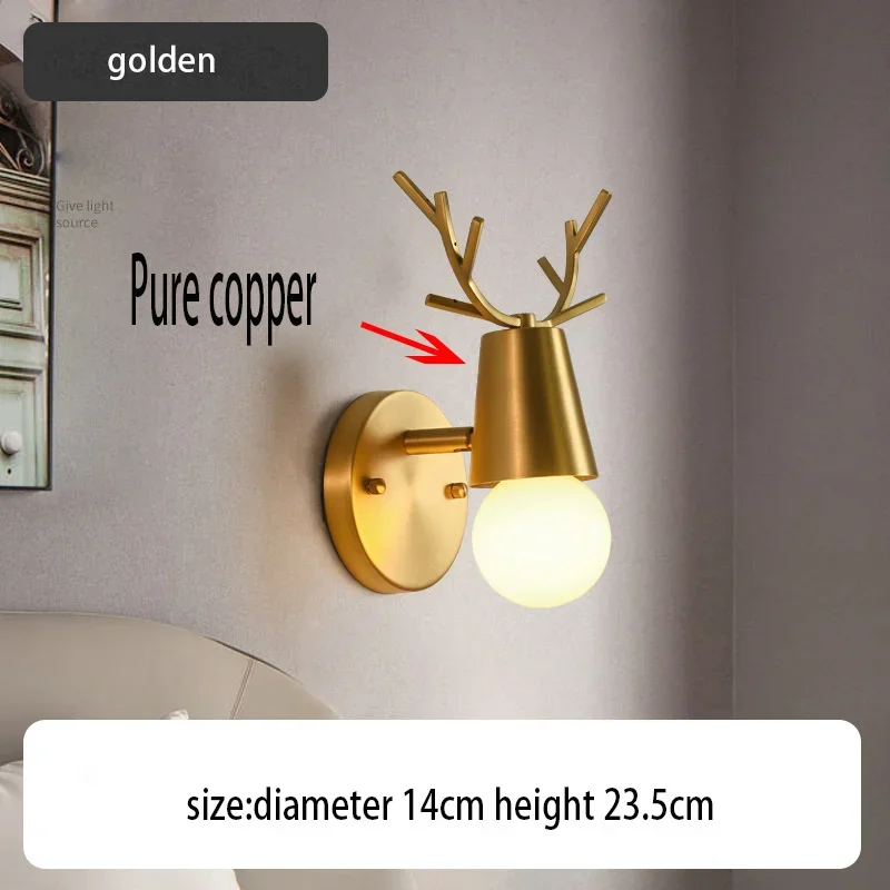 

Mini Nordic Creativity Antlers Wall Lamp Modern Indoor Bedroom Bedside Living Room Lighting Sconce Corridor Stairs Light Fixture