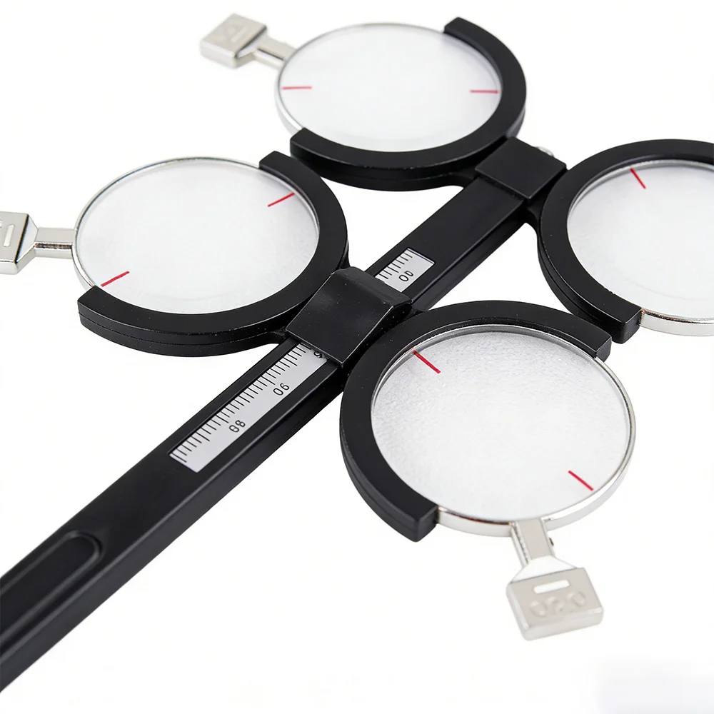 Adjustable PD Scale 4-Lens Insert Flip Trial Lens Holder Plastic Optical Frame Optometry Tool for Amblyopia Myopia Training