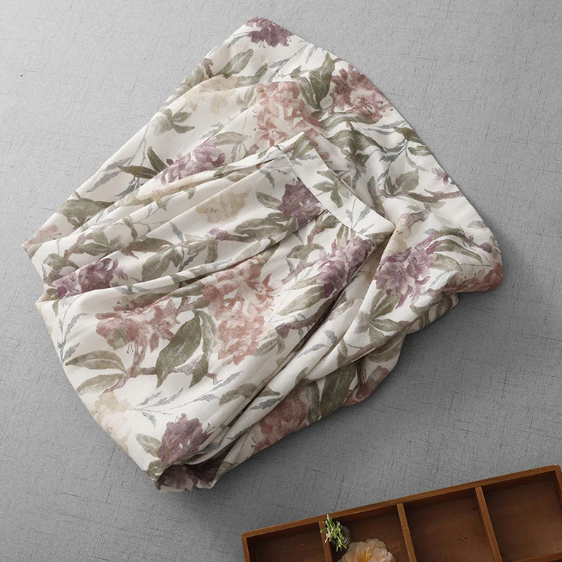 Summer New Vintage Beautiful Floral Print Long Skirt Women's Umbrella Skirt Slimming Half-length Skirt Casual High Waist A-line