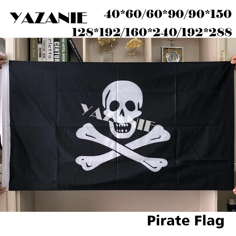All Sizes Jolly Roger Pirate Flag with Red Bandana 6x10 5x8FT Single/Double Sided Jack Rackham Skull Bone Flags Brass Grommets