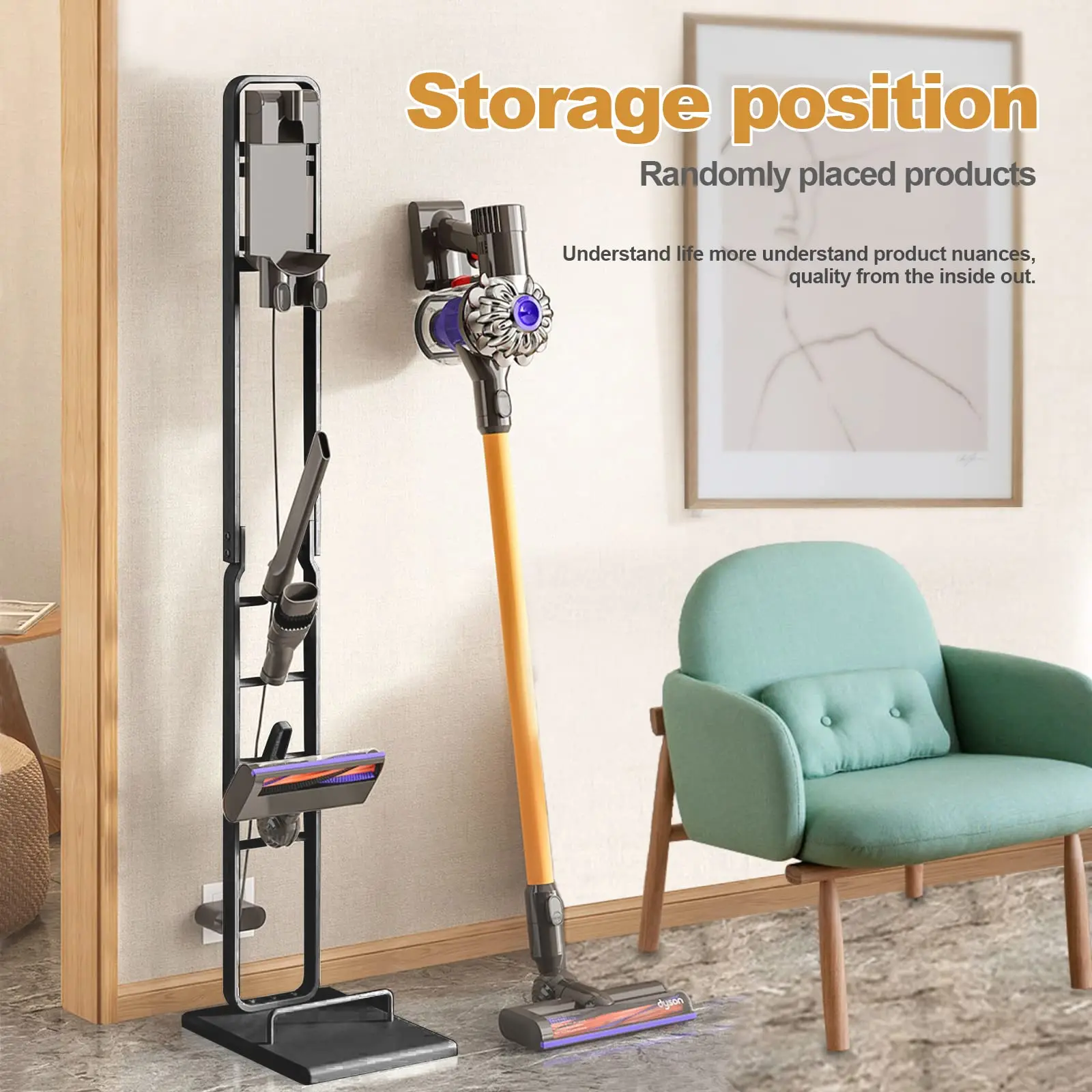 Vacuum Stand for Dyson Handheld V6 V7 V8 V10 DC30 DC31 DC34 DC35 DC58 DC59 DC62 Cordless Vacuum Cleaners Stable Metal Holder