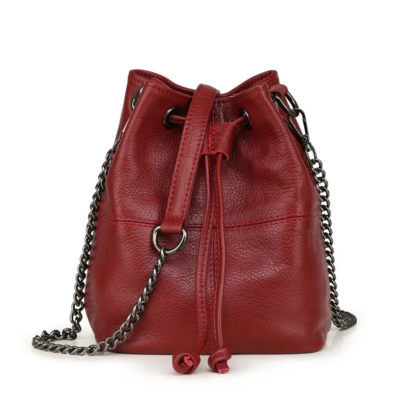 Bucket Bag Designer Luxury Women Genuine Leather Drawstring Shoulder Bags Fashion Chain Crossbody Messenger