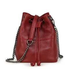 Bucket Bag Designer Luxury Women Genuine Leather Drawstring Shoulder Bags Fashion Chain Crossbody Messenger