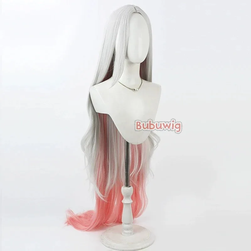 

CySynthetic Hair Evelynn Cosplay Wigs Game LOL High Noon Evelynn 100cm Long Silver White Mixed Pink Wig Heat Resistant