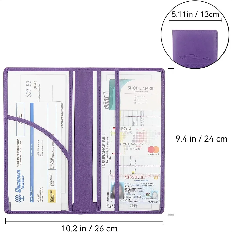 Organizer Kotak Sarung Tangan Mobil dari Kulit PU Premium untuk Registrasi Kendaraan dan Asuransi, Tempat Penyimpanan SIM, Kartu, dan Dokumen Penting