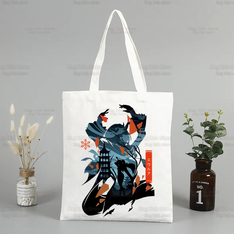 Genshin Impact Game Ulzzang Shopper Bag Print Canvas Anime Xiao Tote Bag Hu Tao Handbags Bag Harajuku Zhong Li Shoulder Bags